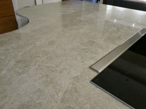 close-up of worktop joint in marble