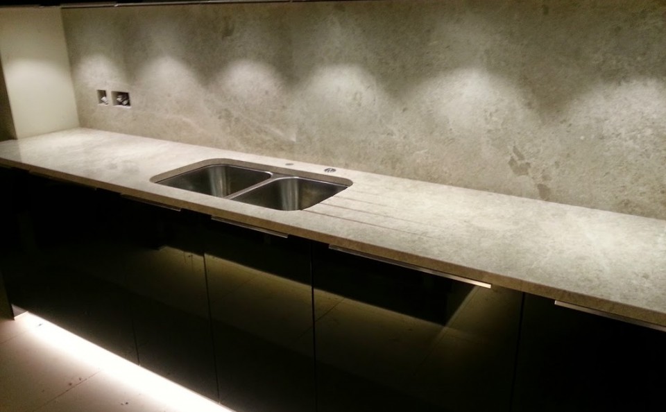 marble splash-backs and kitchen worktop