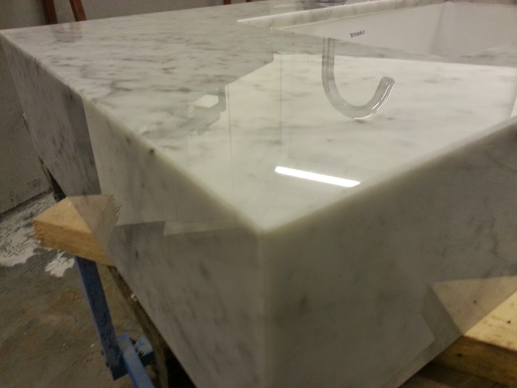 carrara marble vanity block