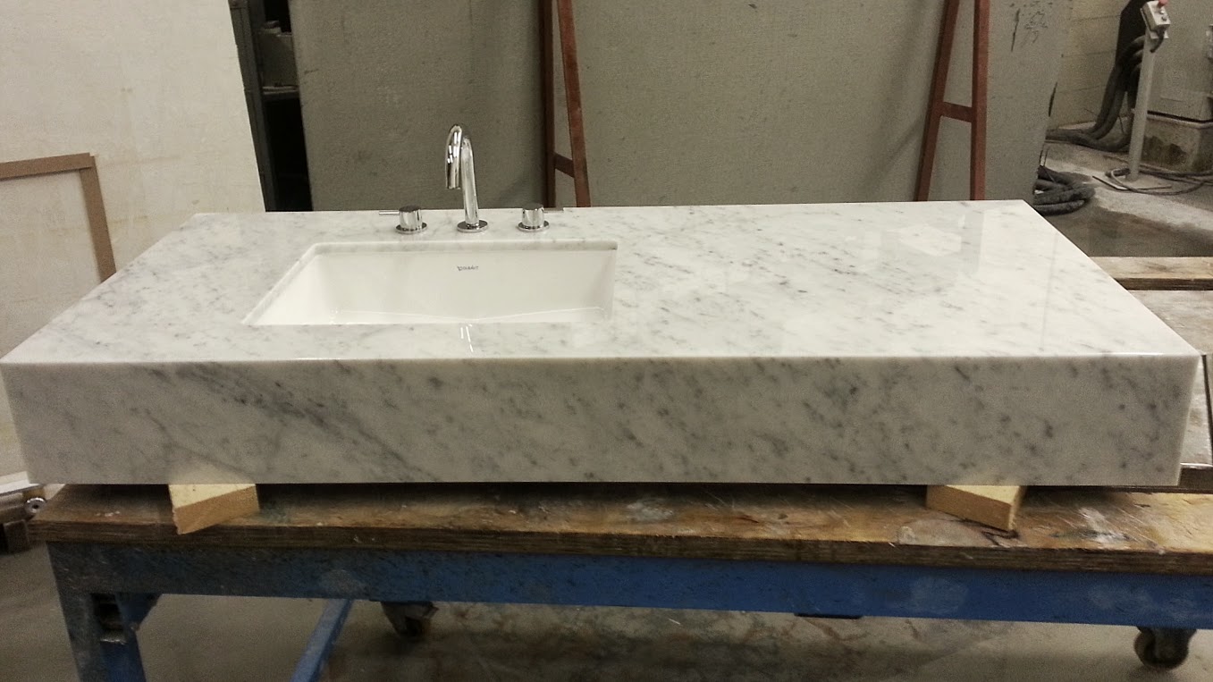carrara marble vanity block